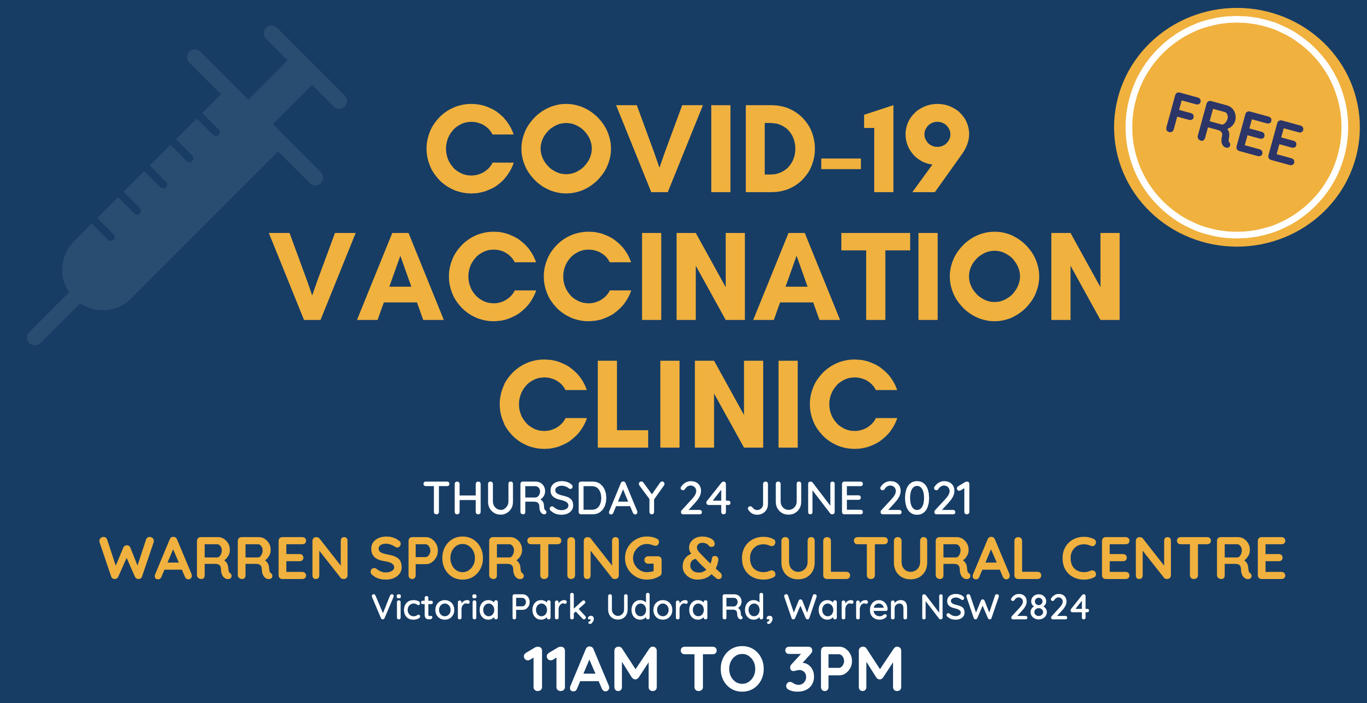 Free COVID 19 Vaccination Clinic - 24 June 2021 - Post Image